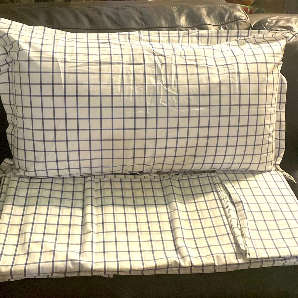 Cremieux Maxwell Plaid Duvet Set, King, Blue & White, 1 Duvet Cover & 2 Shams,…
